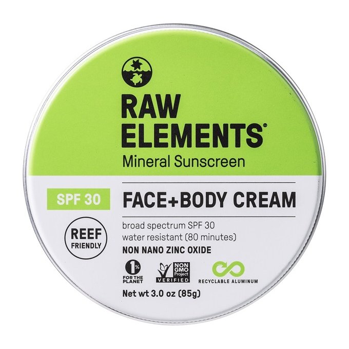 Raw Elements Face + Body Mineral Sunscreen SPF 30 — Best Mineral Sunscreen, PFAS-free and plastic-free clean beauty pick
