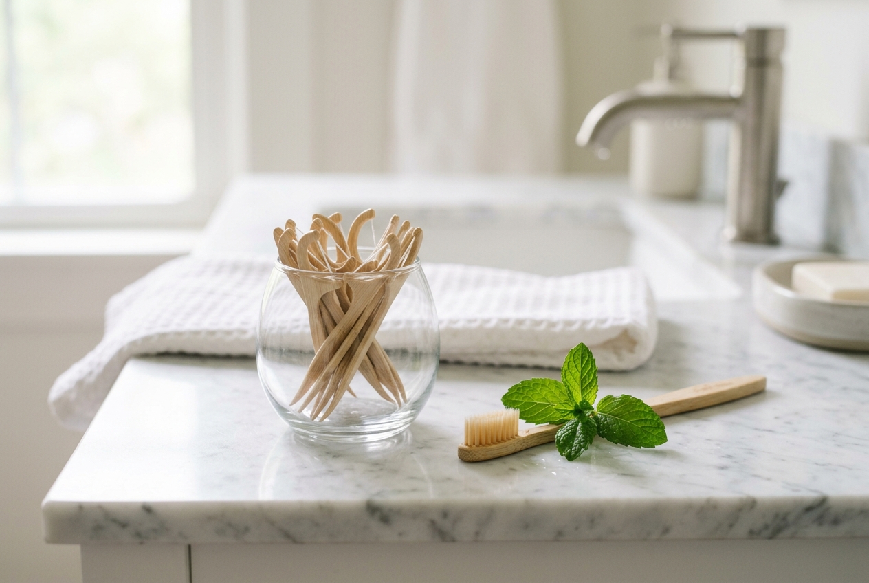 Plastic-free floss picks and eco-friendly dental floss — silk, bamboo charcoal, and plant-based options