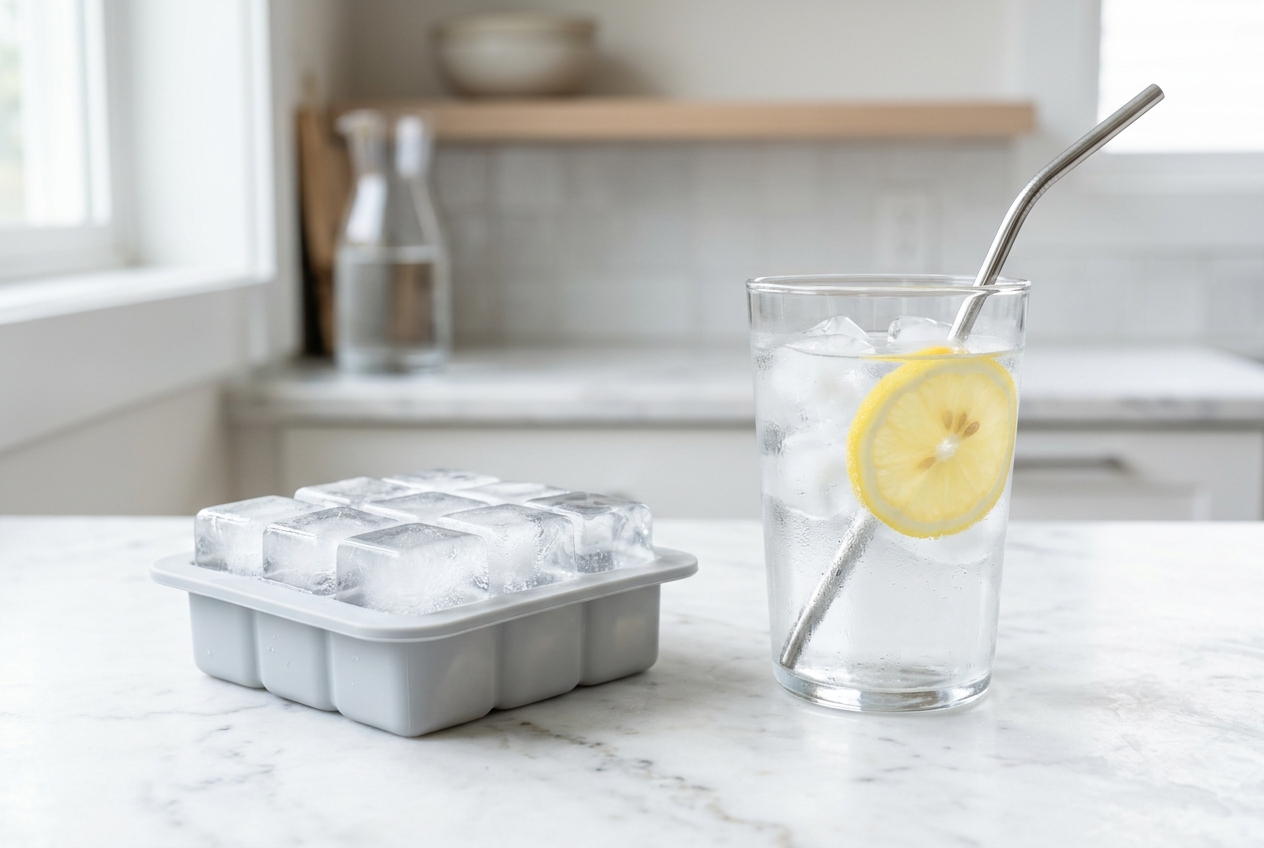 Non-toxic organic cotton and linen shower curtains in a clean, bright bathroom