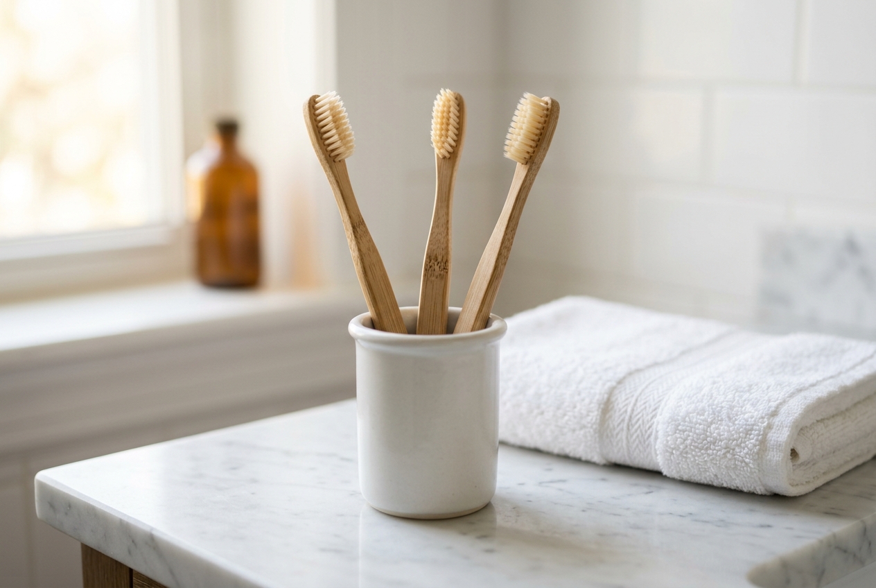 Plastic-free bamboo toothbrushes — compostable, sustainable alternatives
