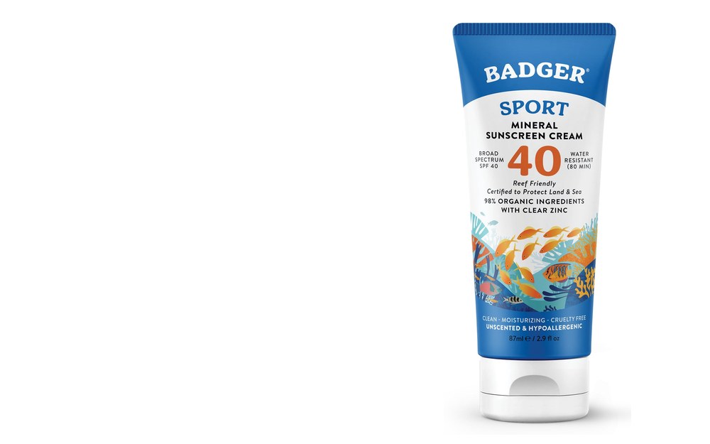 Badger Sport Mineral Sunscreen Cream SPF 40 — non-nano zinc oxide, 98% organic, reef-safe budget pick