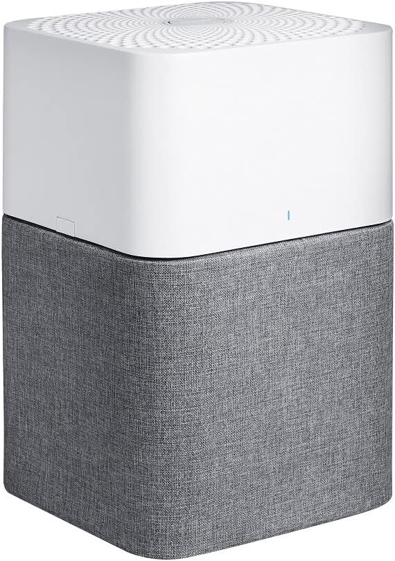 Blueair Blue Pure 211+ Auto air purifier — white top with gray washable fabric pre-filter, 540 sq ft coverage