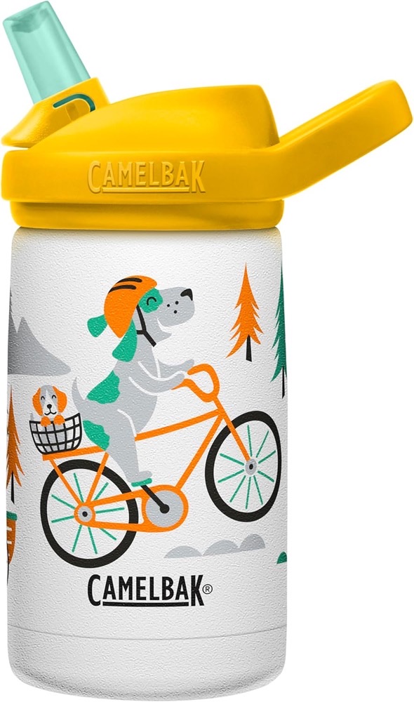 CamelBak Eddy+ Kids insulated stainless steel 12oz water bottle with spill-proof bite-valve straw lid