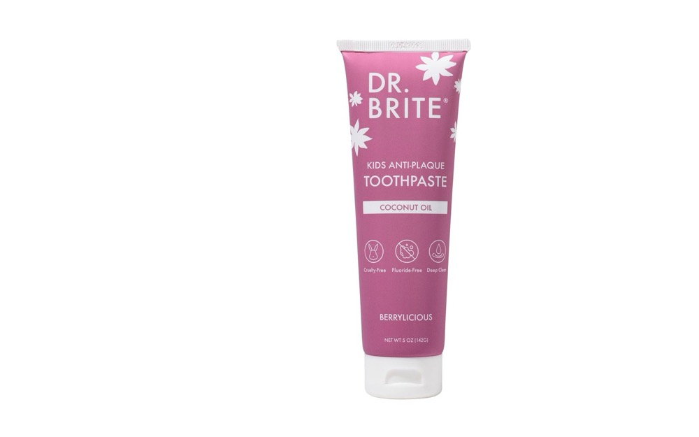 Dr. Brite Kids Anti-Plaque toothpaste in Berrylicious with coconut oil — fluoride-free, cruelty-free, ultra-gentle