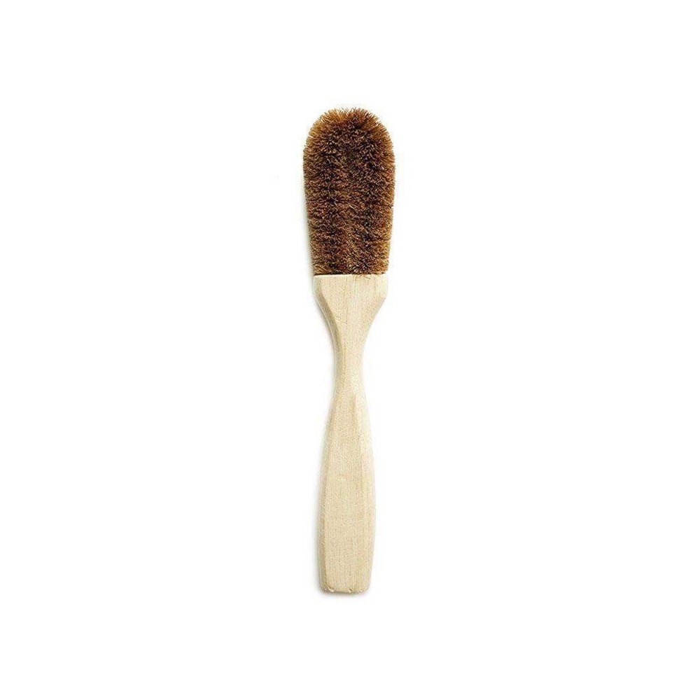 EcoCoconut kitchen dish brush — rubberwood handle with stiff brown coconut-coir bristles, plastic-free heavy-duty scrubber