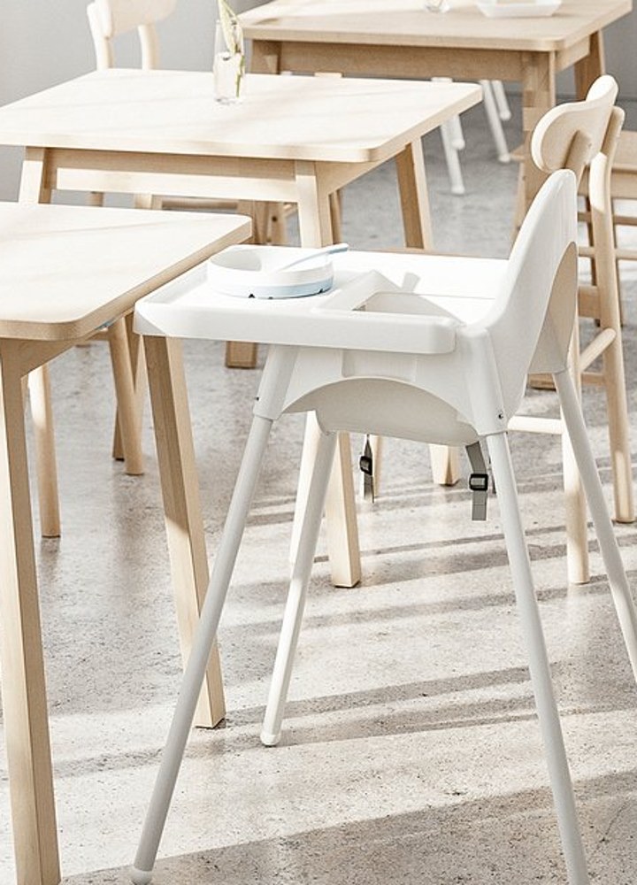IKEA Antilop white high chair with tray and metal legs