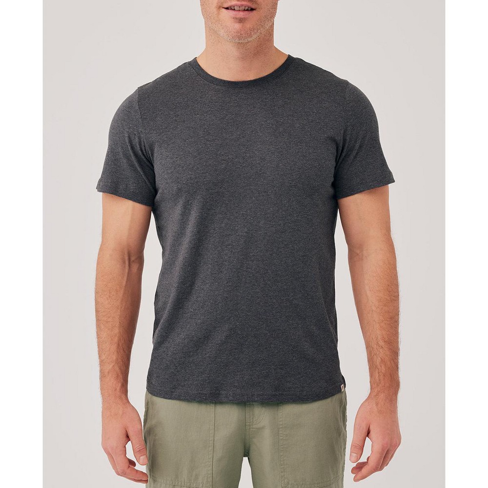 Pact organic cotton Softspun crew neck tee in charcoal heather — GOTS-certified 100% organic cotton basics