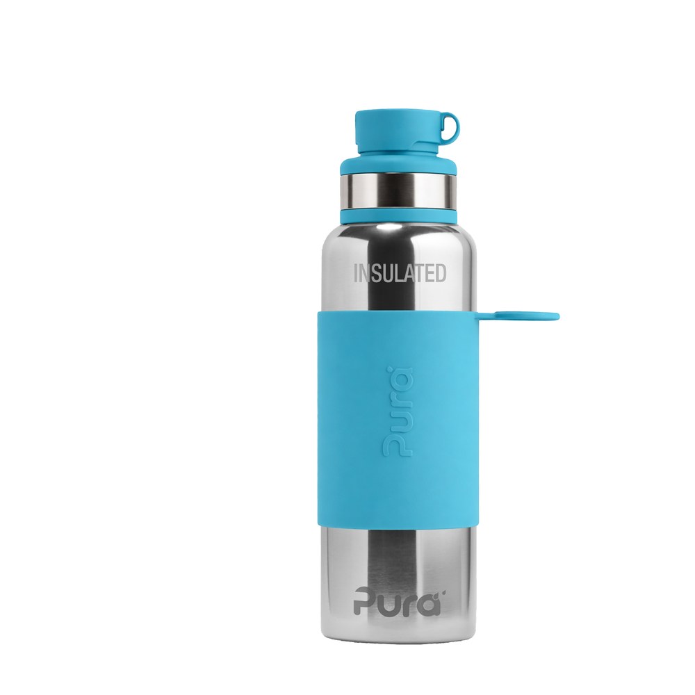 Pura Sport 22oz Insulated water bottle — MADE SAFE certified, 18/8 stainless with medical-grade silicone sleeve and cap