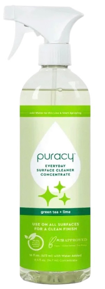 Puracy Multi-Surface Cleaner, Green Tea & Lime — plant-based spray bottle with EWG A-rated ingredients