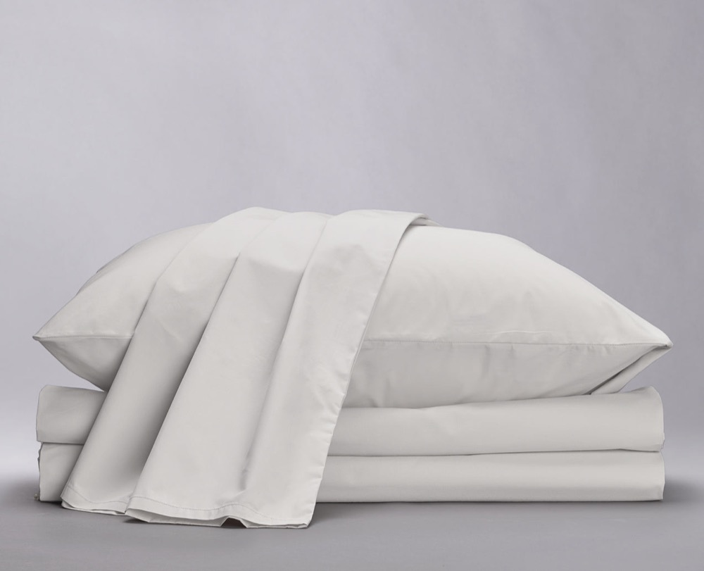 SOL Organics Classic Percale Sheet Set — GOTS and Fair Trade certified, lightweight breathable percale in dove grey