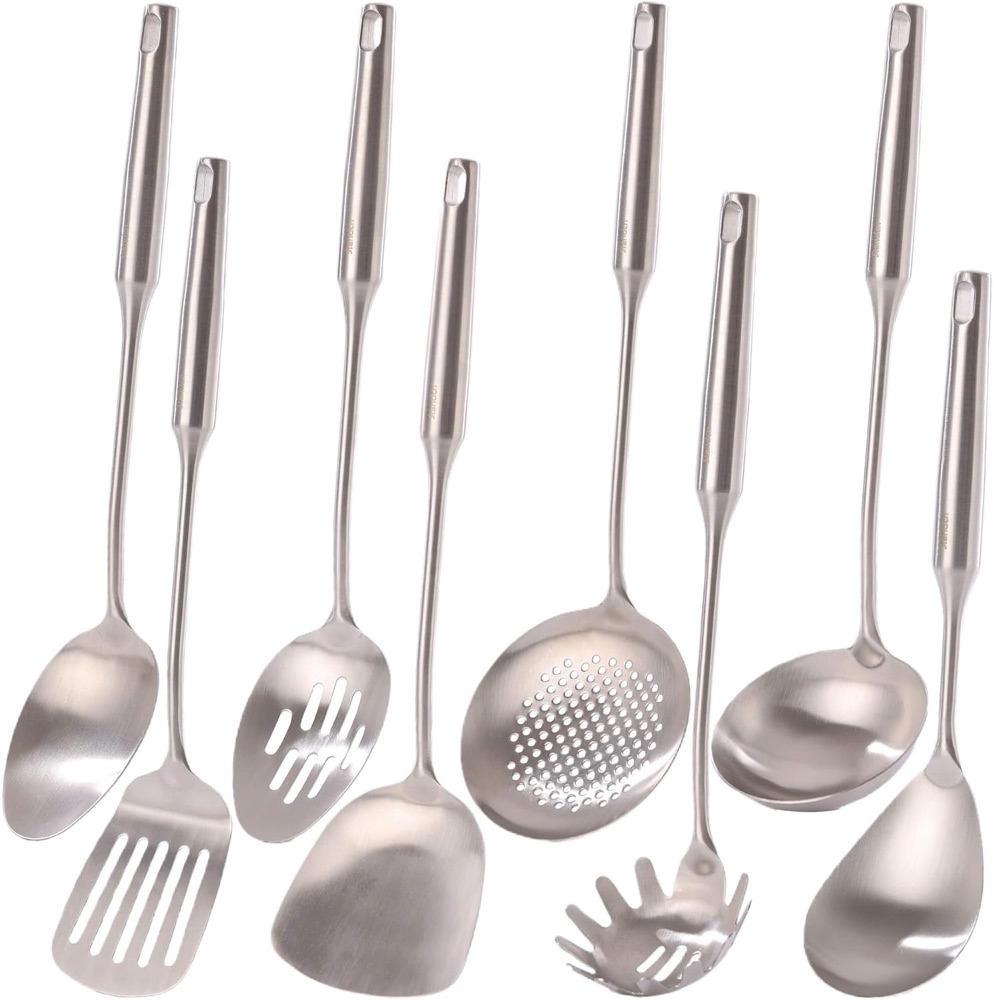 Standcn eight-piece brushed stainless steel utensil set