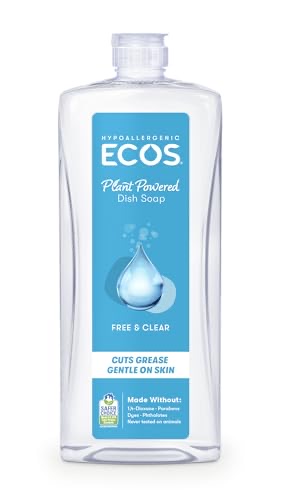 ECOS Dishmate dish soap, Free & Clear — plant-based, coconut-based, no dyes or synthetic fragrance