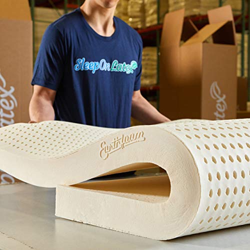 Pure Green Natural Latex Topper — a 3-inch pin-cored organic Dunlop latex topper laid across a mattress
