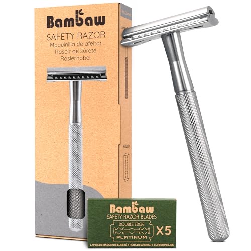 Bambaw safety razor — natural bamboo handle with a chrome stainless steel double-edge head, plastic-free
