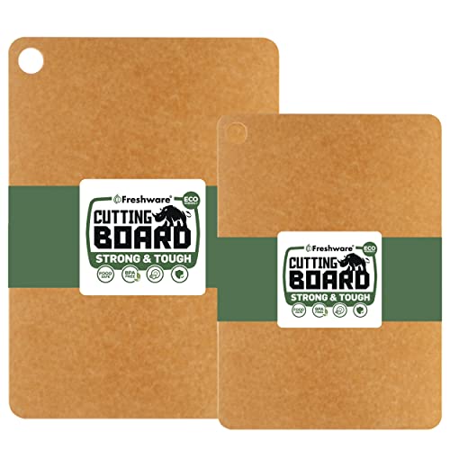 Freshware natural wood cutting boards — a set of two, medium and large