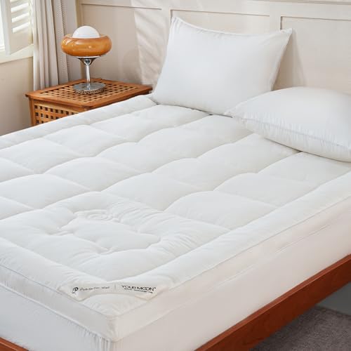 YOUR MOON 100% Wool Mattress Topper — thick 800GSM wool pillow-top pad with a cotton cover, no latex