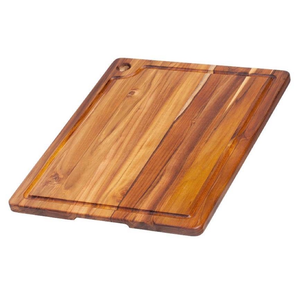 Teakhaus by Proteak edge grain teak cutting board with juice groove — FSC-certified, naturally moisture-resistant