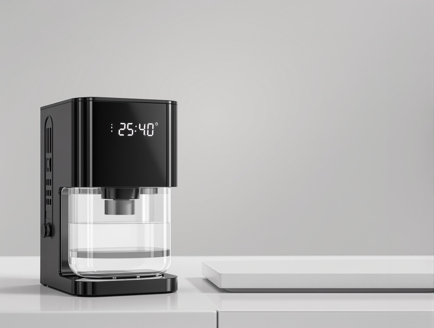 VEVOR 4L countertop water distiller with dual temperature display and glass carafe