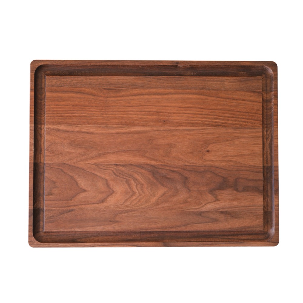 Virginia Boys Kitchens American walnut cutting board with juice groove — handcrafted, rich dark grain