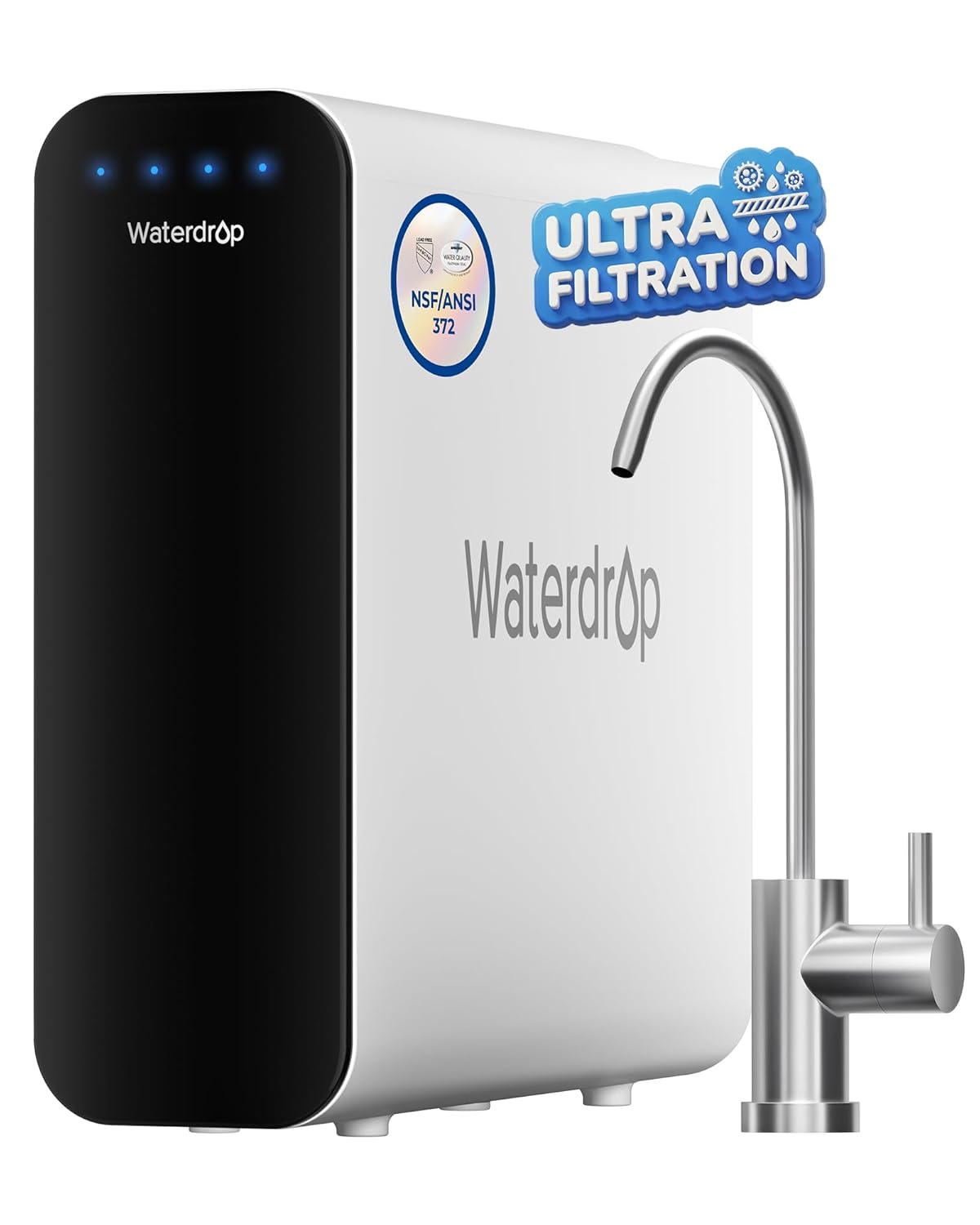 Waterdrop TSU 0.01-micron ultrafiltration under-sink water filter system with dedicated faucet and smart panel