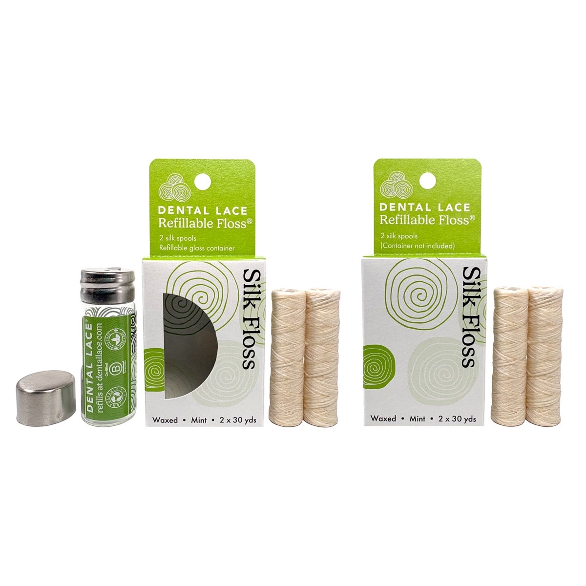 Refillable Silk Dental Floss (Glass Container) — official product photo